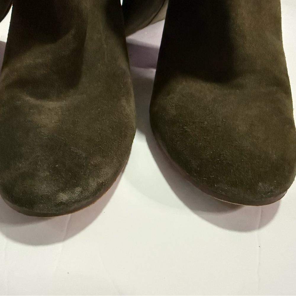 Via Spiga Women's Knee High Boots Suede Size 10 dark green Side Zip Boho Western - Picture 5 of 10